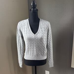 Brandy Melville Light Gray V-Neck Sweater
